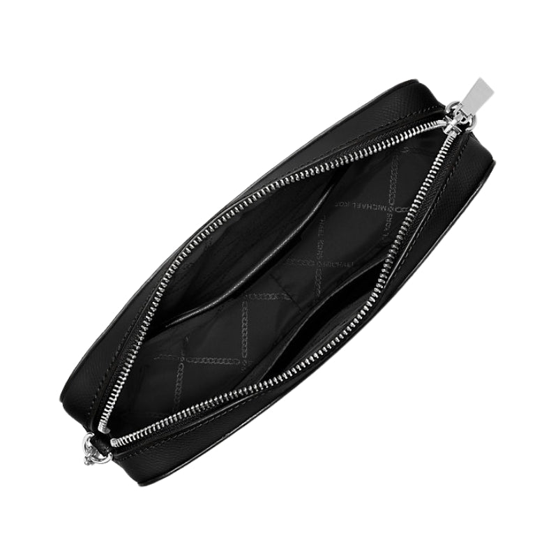 Bolsa Michael Kors Jet Set Large Saffiano Leather Crossbody Bag Silver