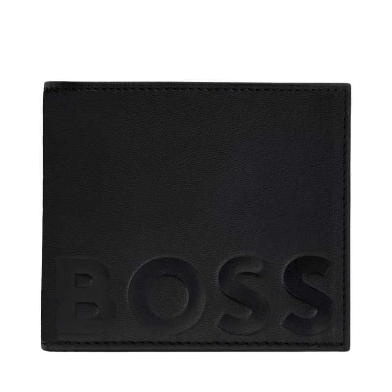 Cartera Boss Embossed Logo Grained Leather Wallet