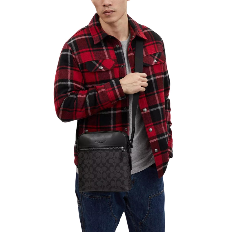 Bandolera Coach Houston Flight Bag In Signature Canvas