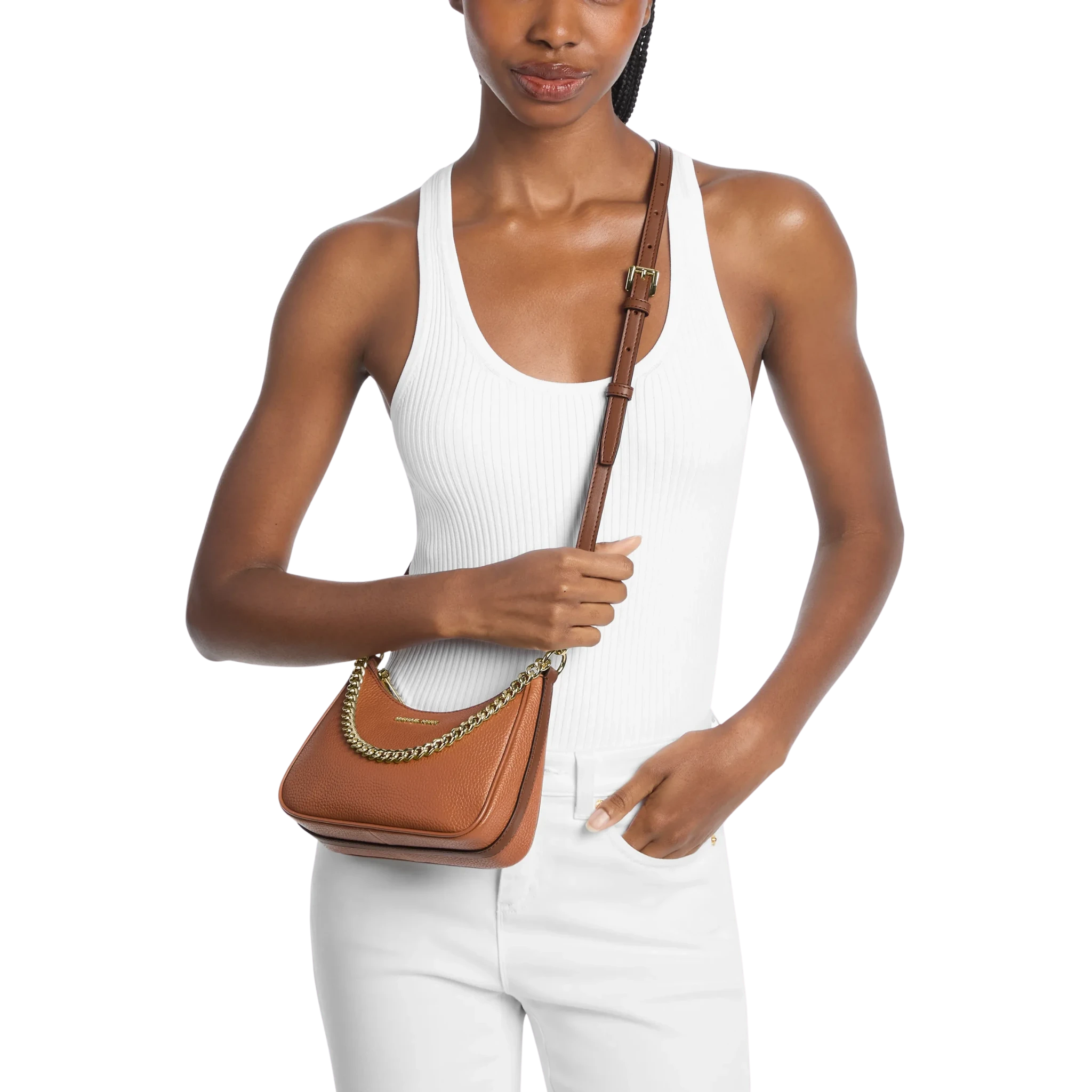 Bolsa Michael Kors Jet Set Travel Small Pebbled Leather Convertible Crossbody Bag