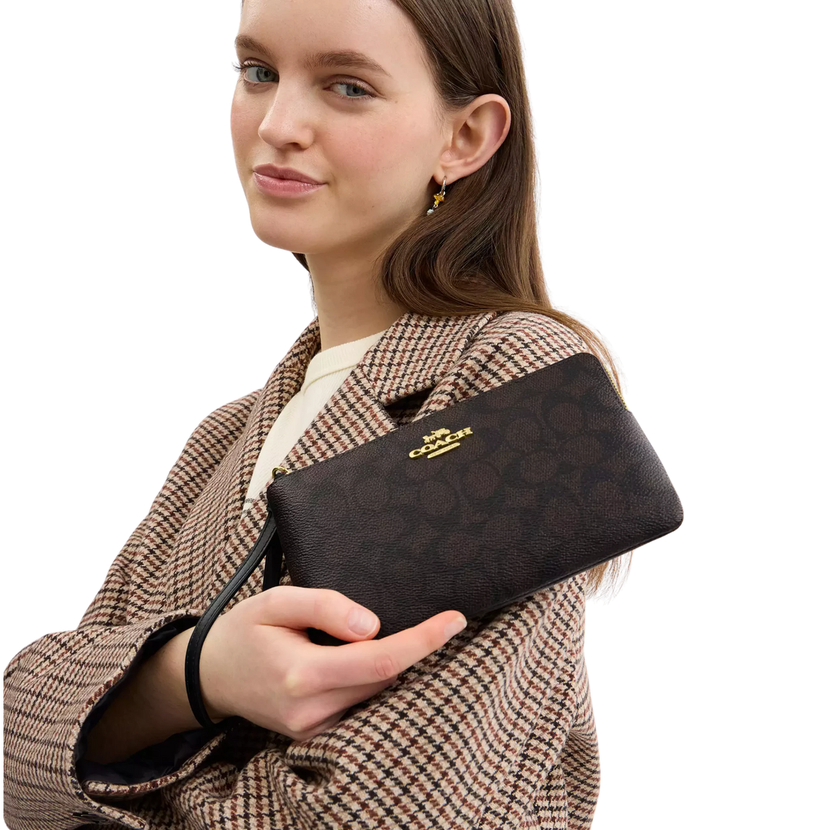 Monedero Coach Large Corner Zip Wristlet In Signature Canvas
