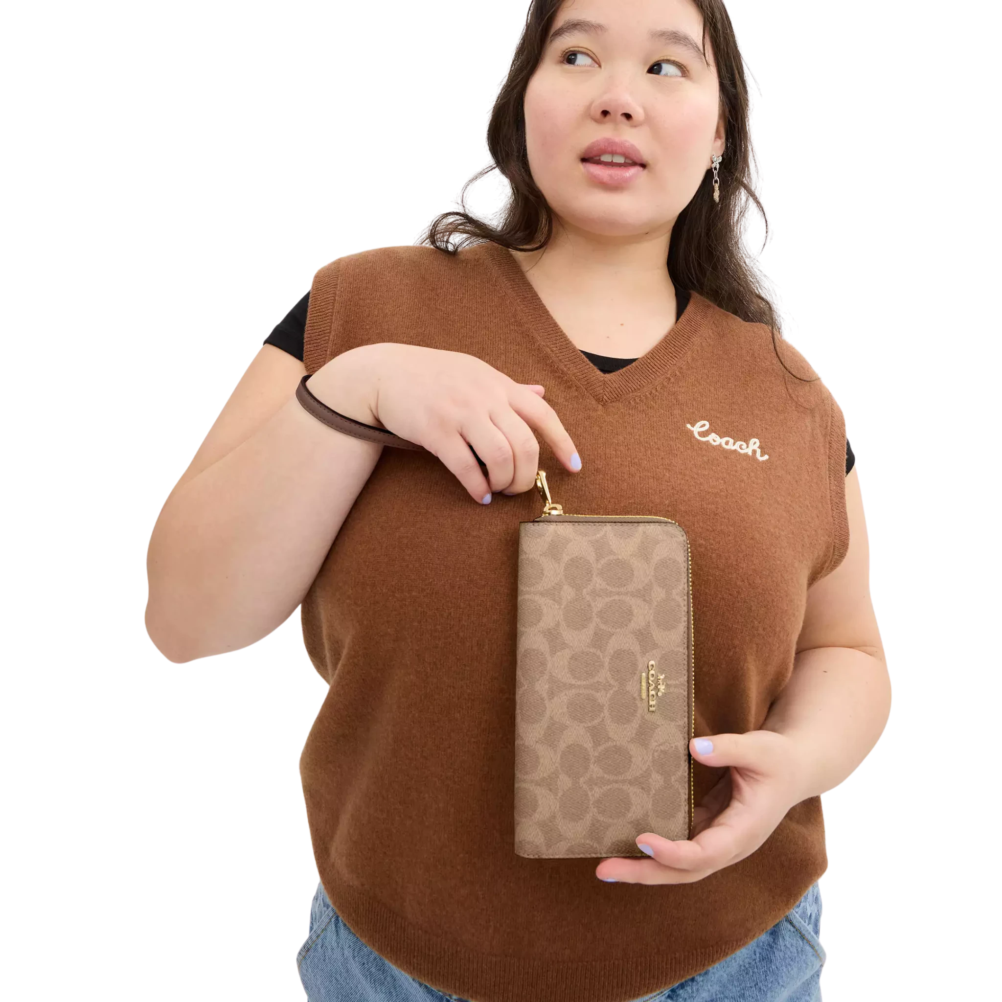 Cartera Coach Long Zip Around Wallet In Signature Canvas