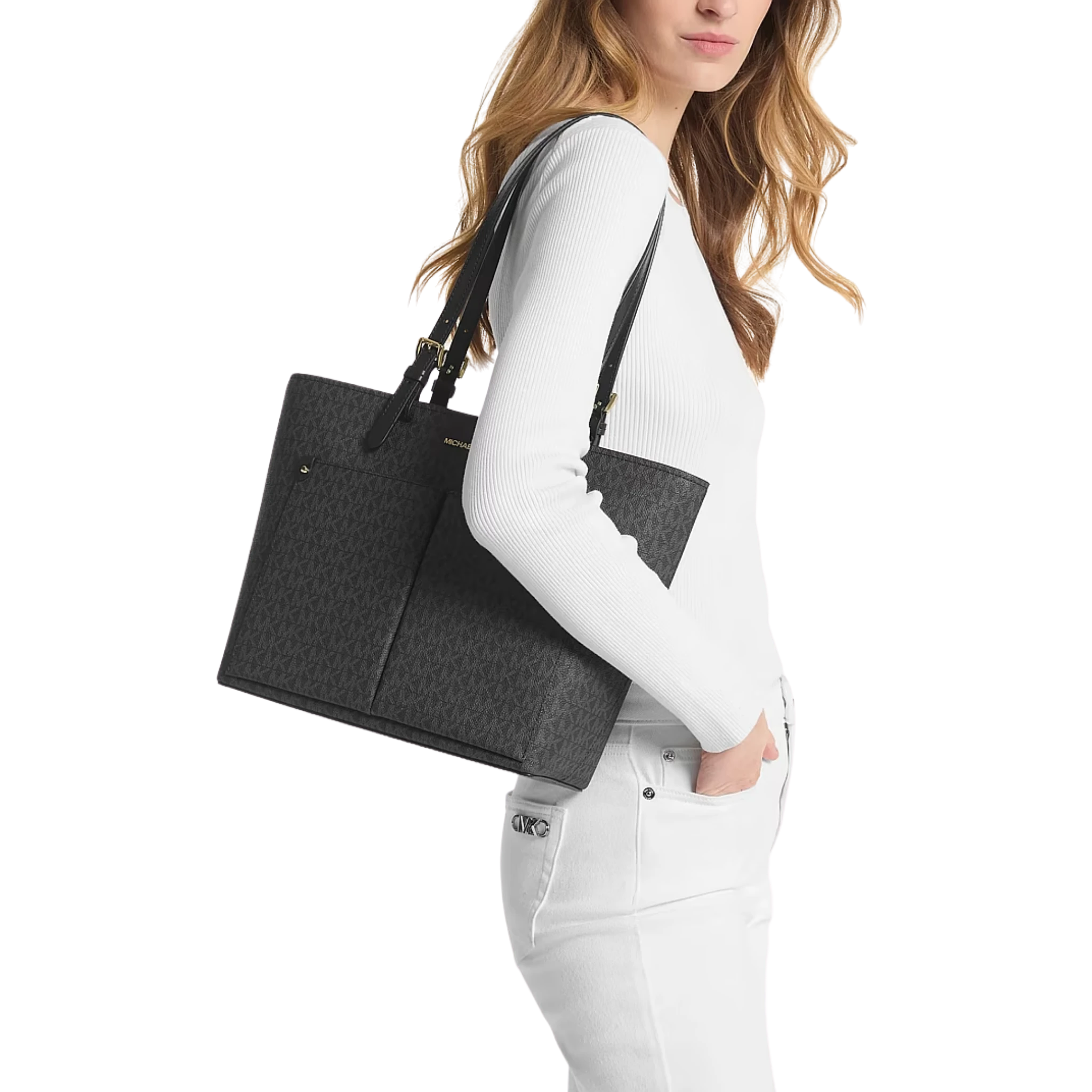 Bolsa Michael Kors Jet Set Medium Logo Pocket Tote Bag