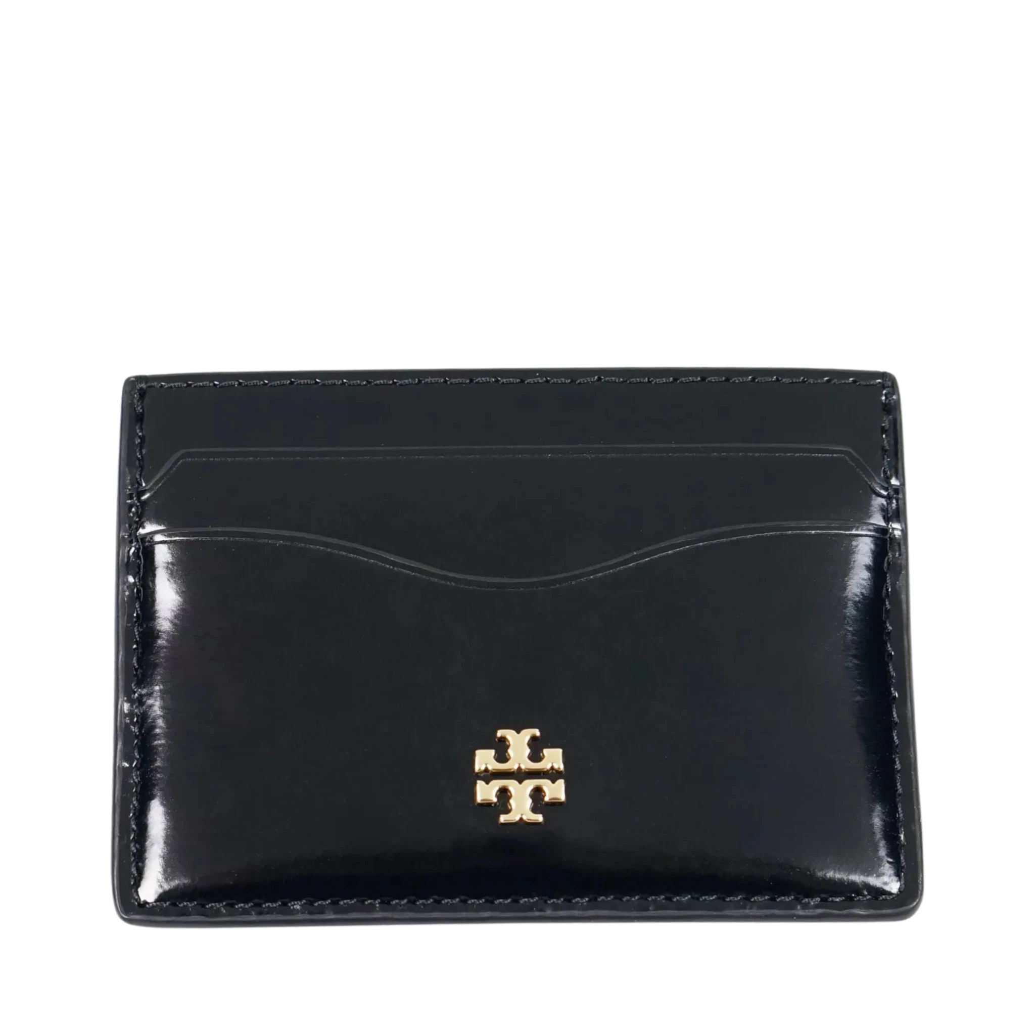 Tarjetero Tory Burch Emerson Black Patent Leather Card Case Wallet Holder