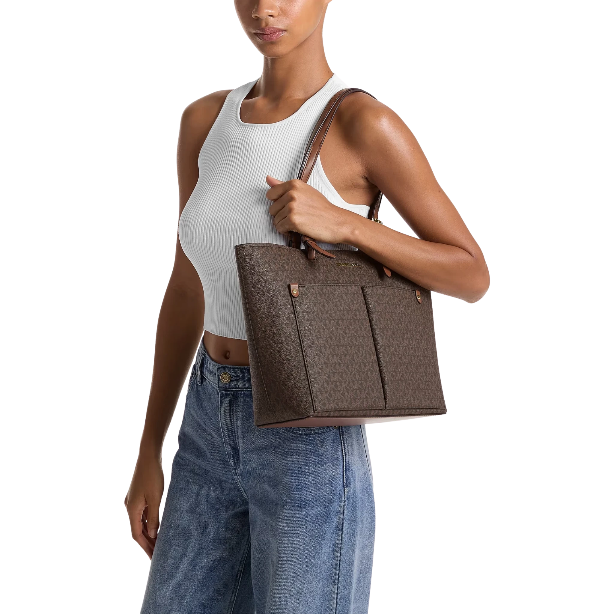 Bolsa Michael Kors Jet Set Medium Logo Pocket Tote Bag