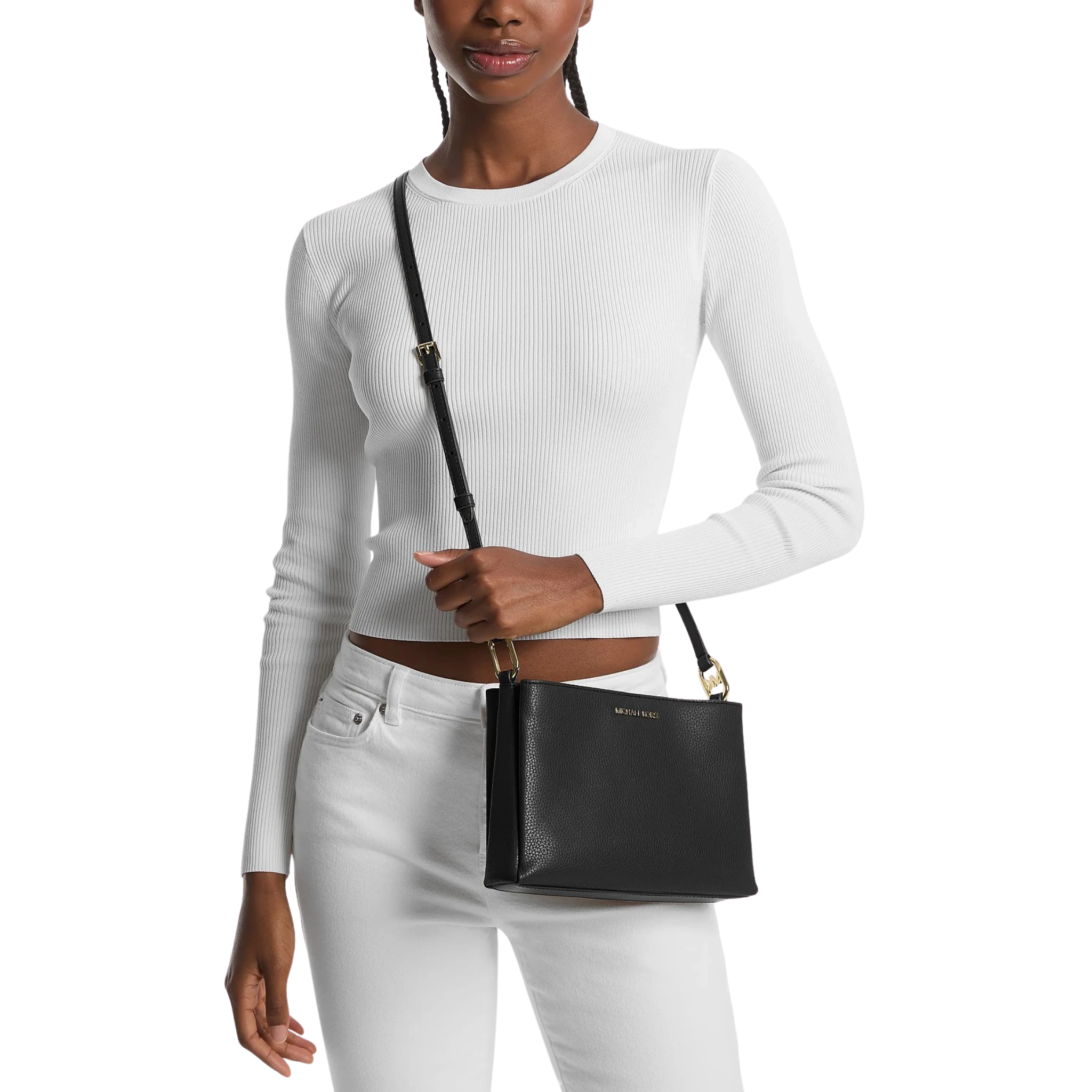 Bolsa Michael Kors Trisha Medium Pebbled Leather Crossbody Bag