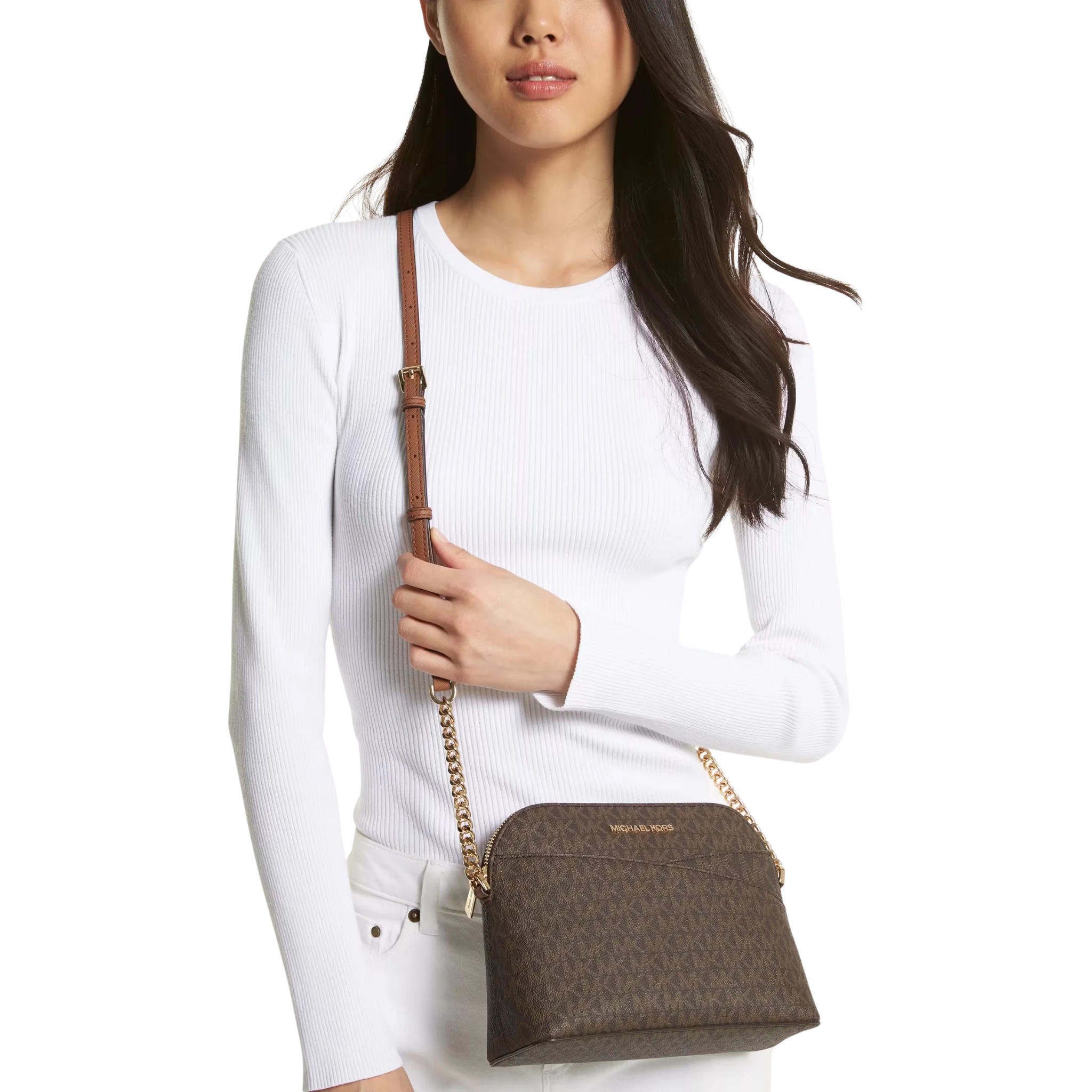 Bolsa Michael Kors Jet Set Travel Medium Logo Dome Crossbody Bag