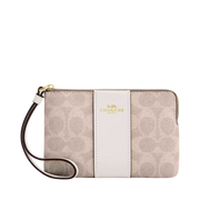 Monedero Coach Corner Zip Wristlet In Signature Canvas