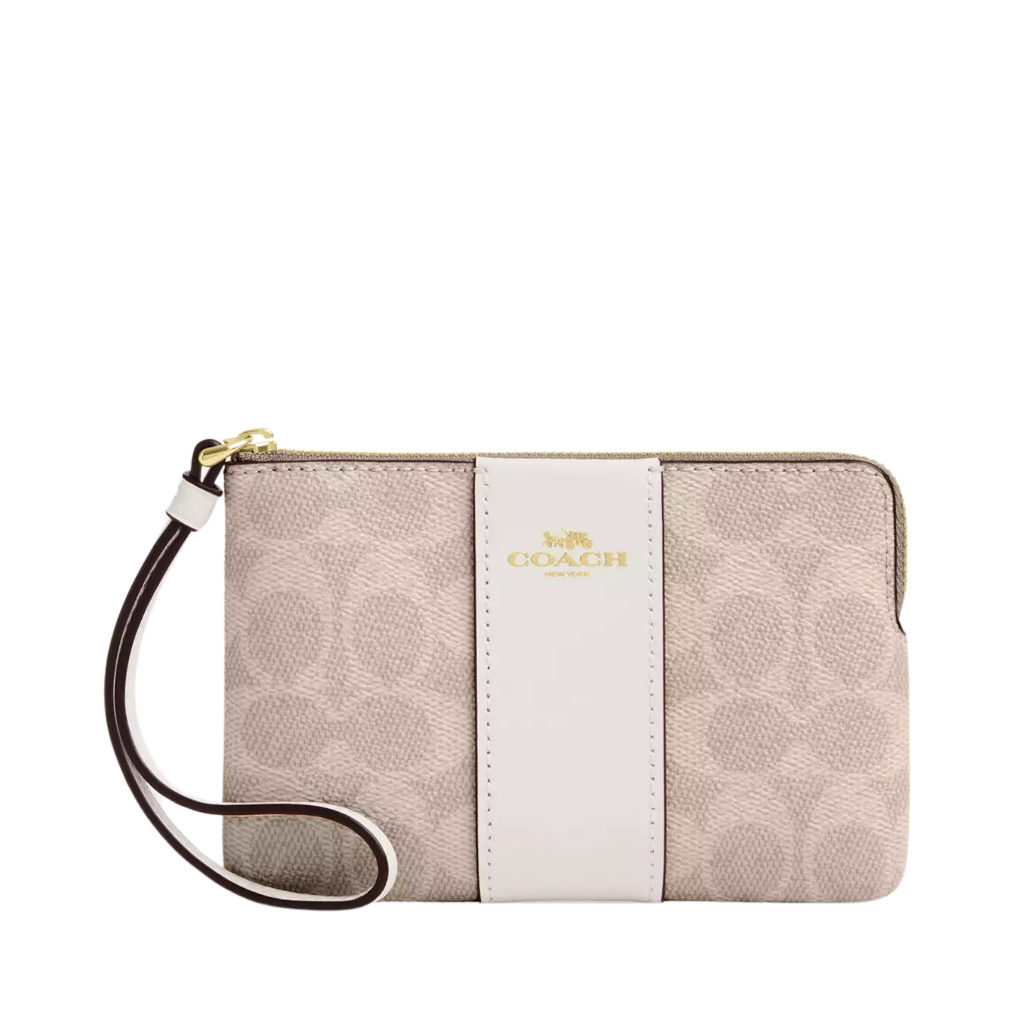 Monedero Coach Corner Zip Wristlet In Signature Canvas