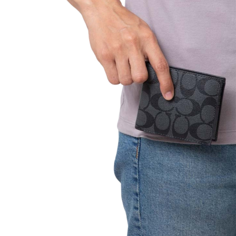 Cartera Coach Id Billfold Wallet In Signature Canvas