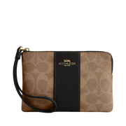 Monedero Coach Corner Zip Wristlet In Signature Canvas