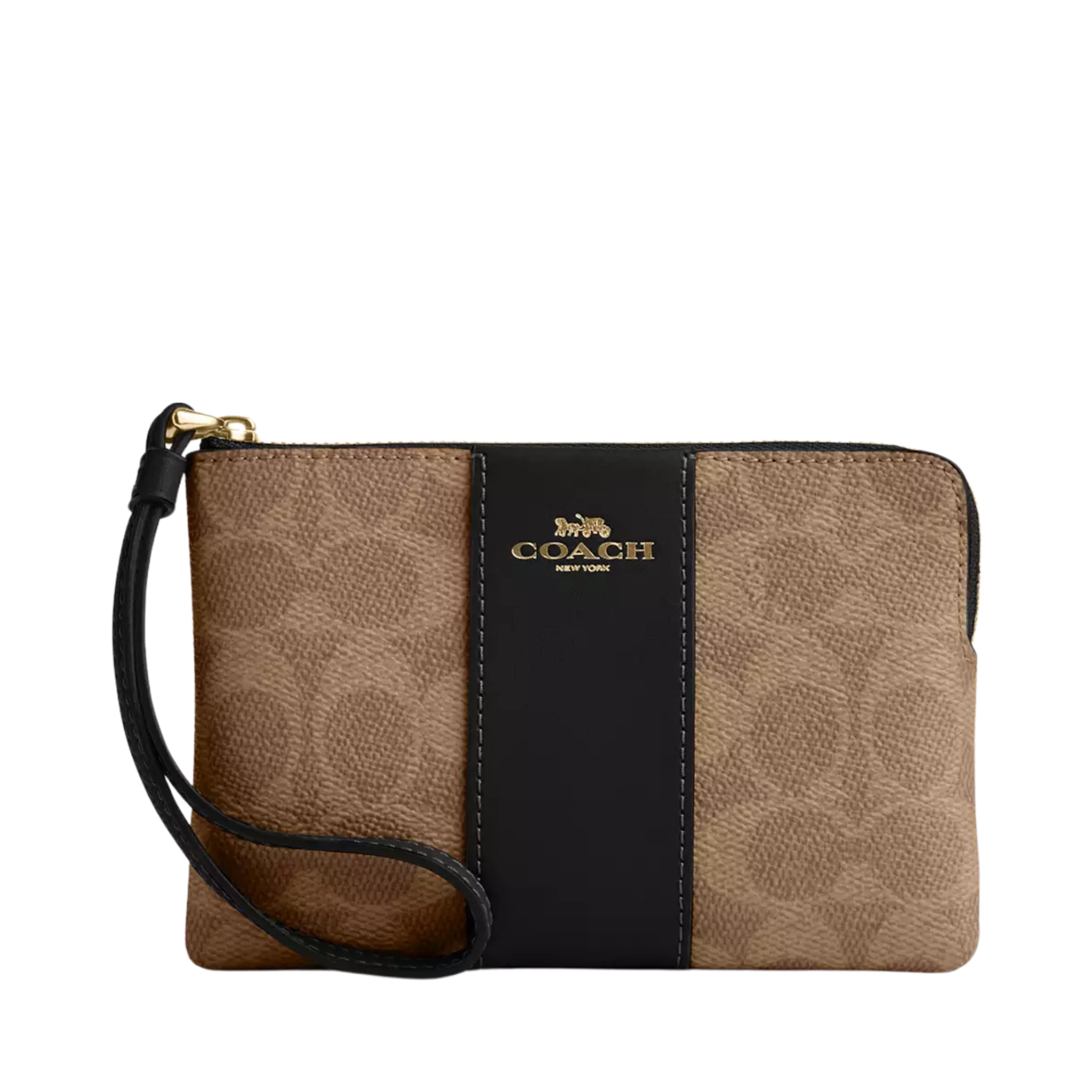 Monedero Coach Corner Zip Wristlet In Signature Canvas