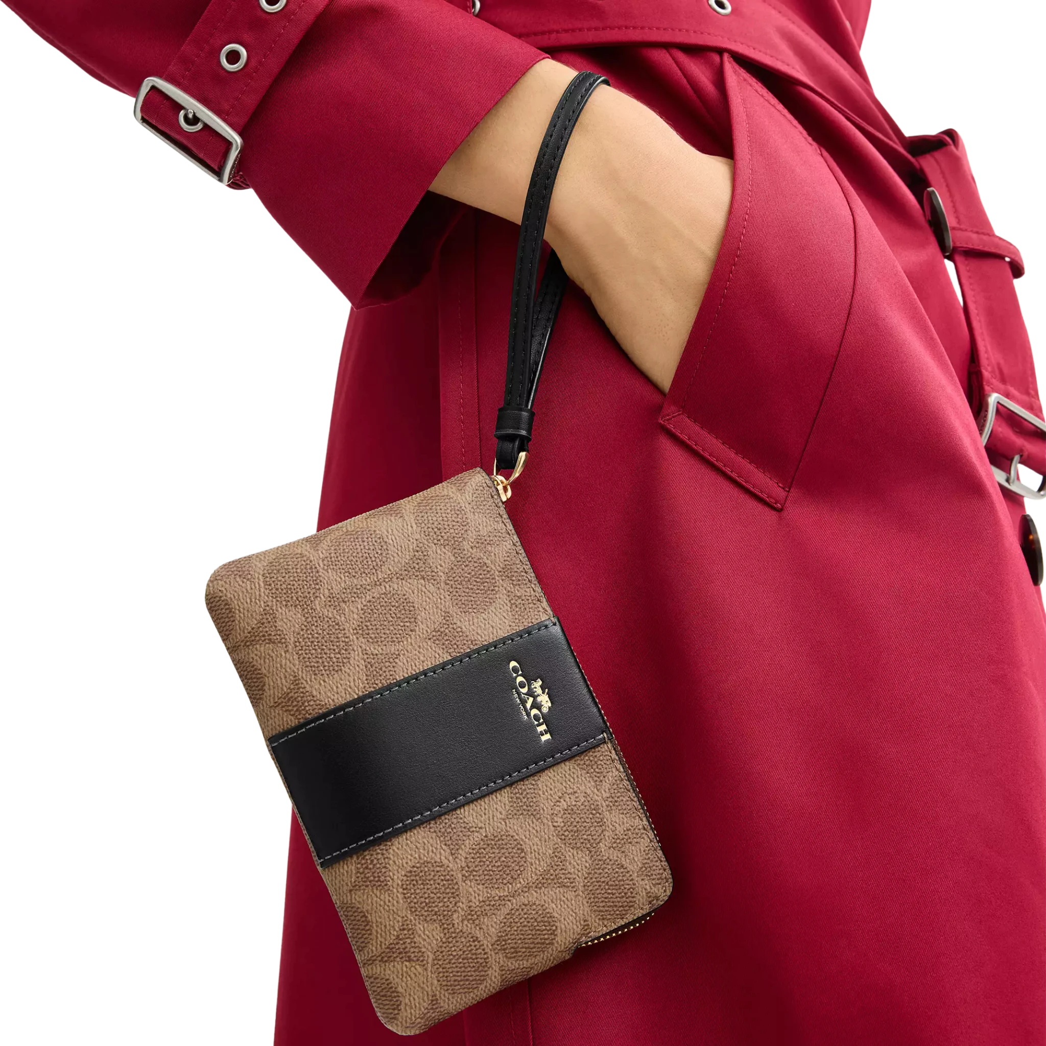 Monedero Coach Corner Zip Wristlet In Signature Canvas