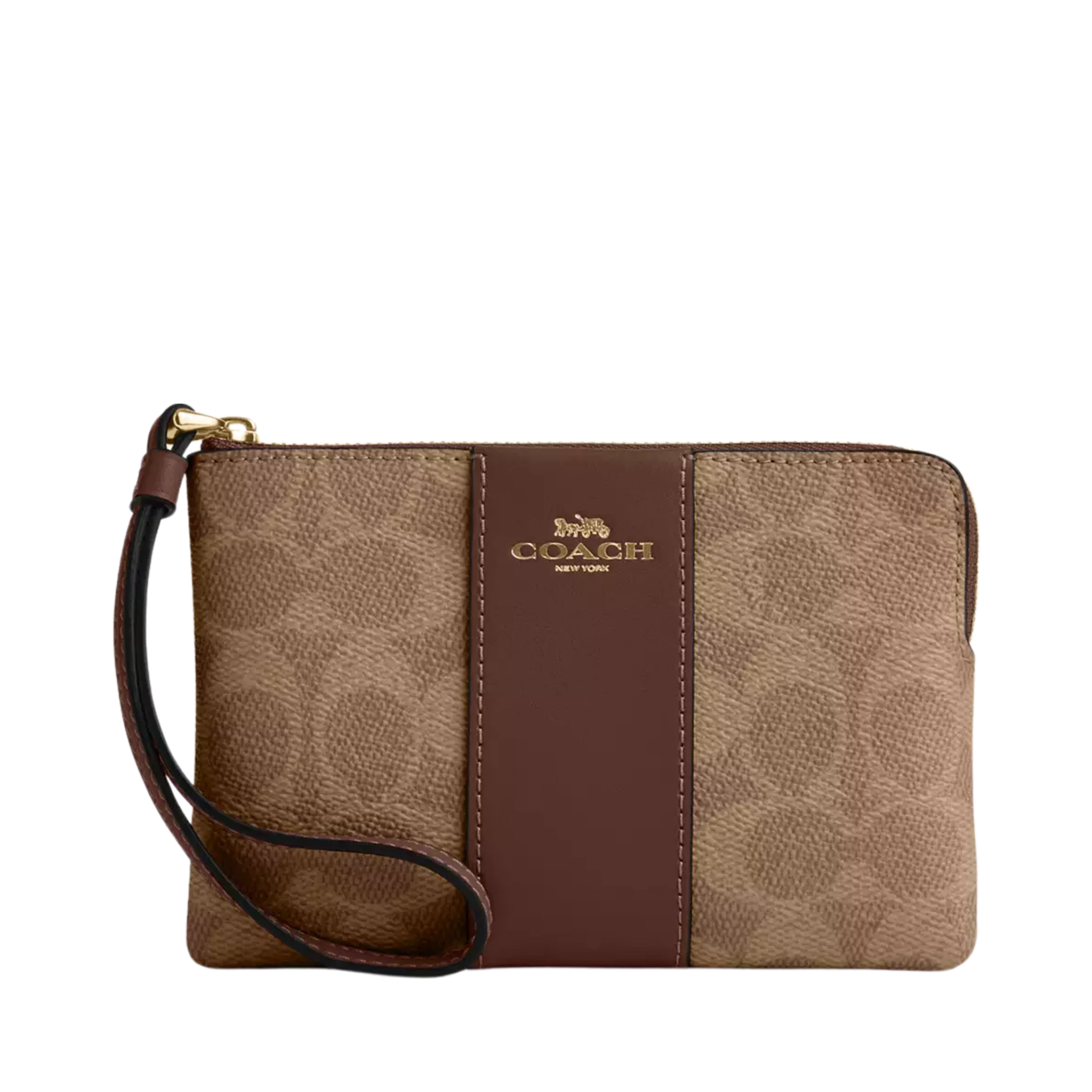 Monedero Coach Corner Zip Wristlet In Signature Canvas