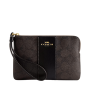 Monedero Coach Corner Zip Wristlet In Signature Canvas