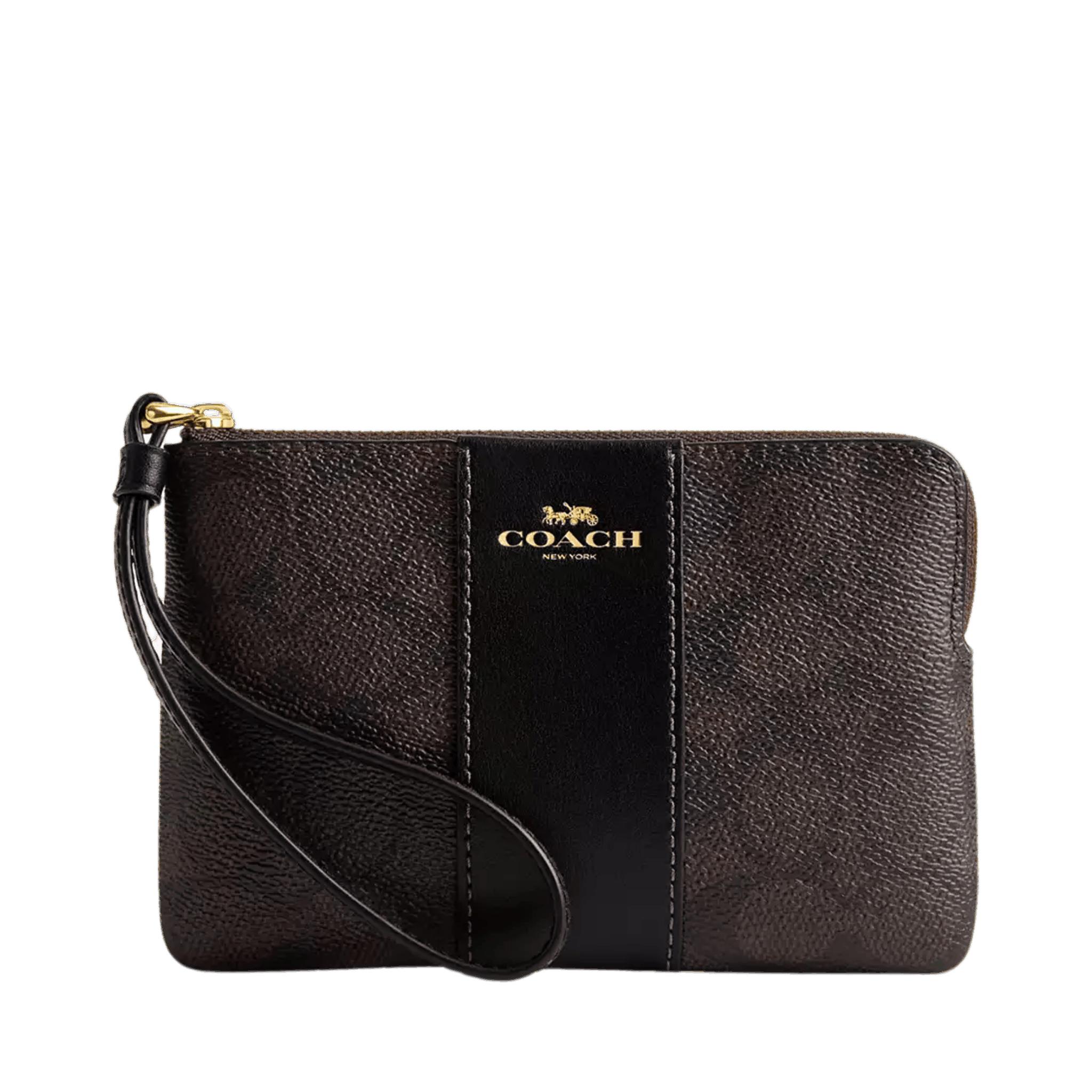 Monedero Coach Corner Zip Wristlet In Signature Canvas