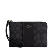 Monedero Coach Corner Zip Wristlet In Signature Canvas