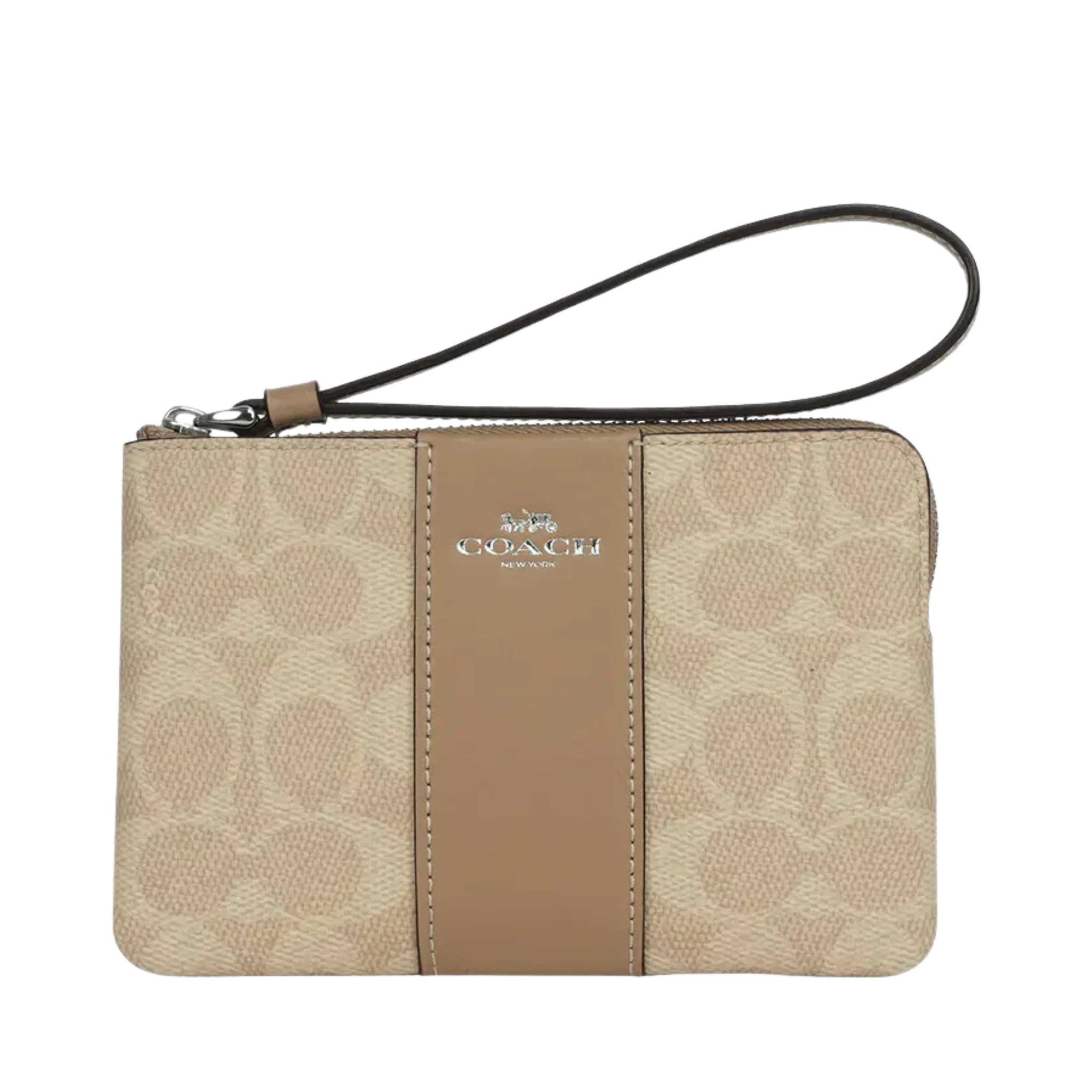 Monedero Coach Corner Zip Wristlet In Signature Canvas