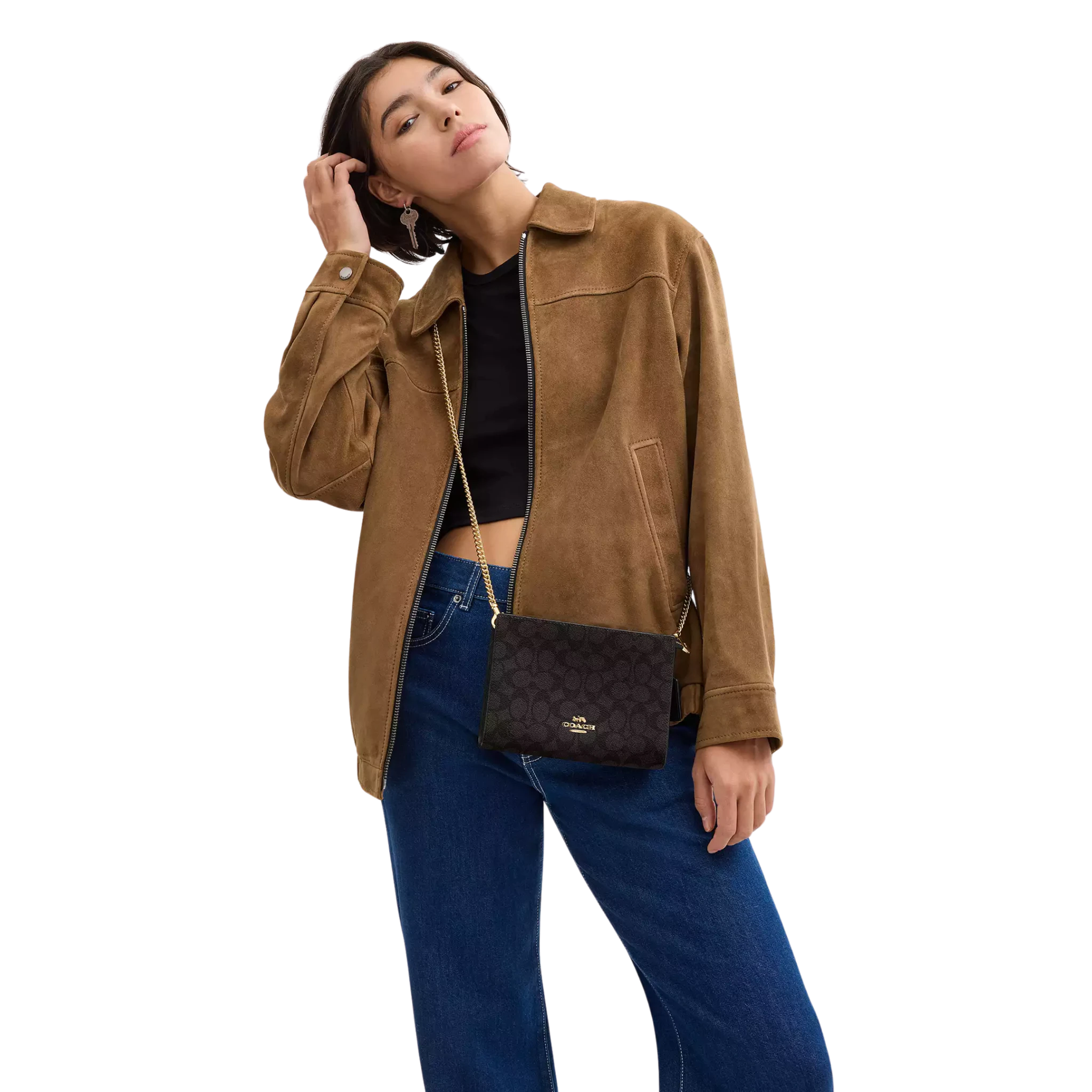Bolsa Coach Slim Crossbody Bag In Signature Canvas