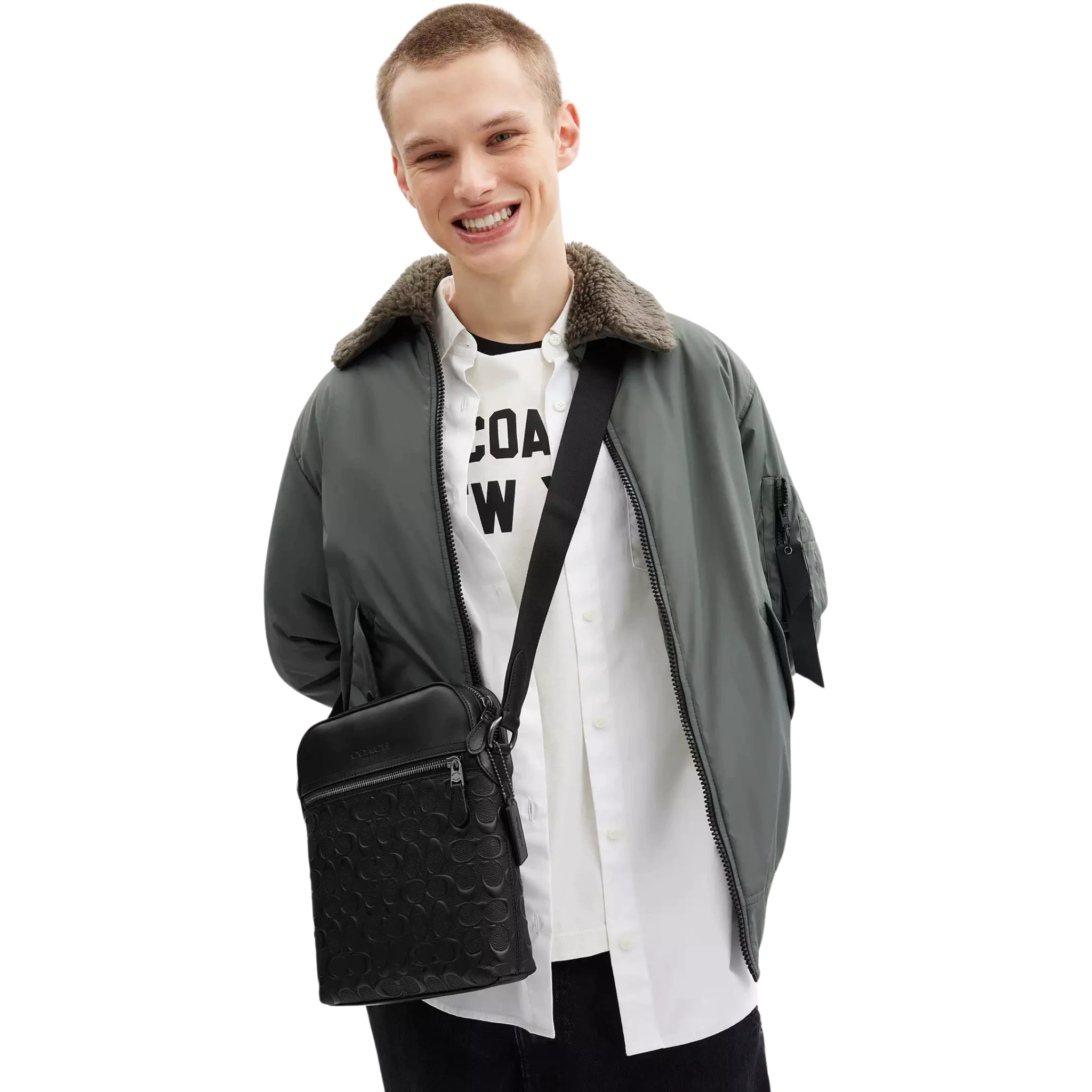 Bandolera Coach Houston Flight Bag In Signature Leather