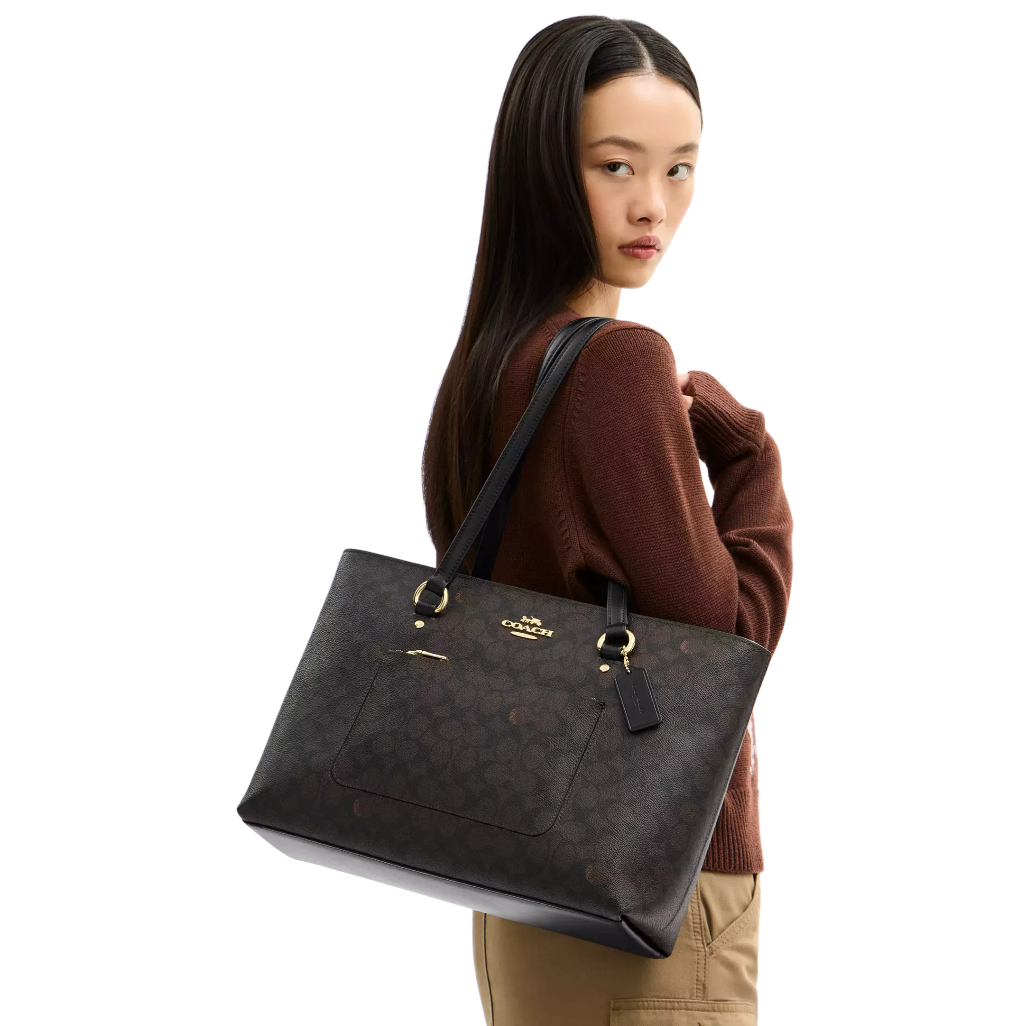 Bolsa Coach Station Tote Bag in Crossgrain Leather
