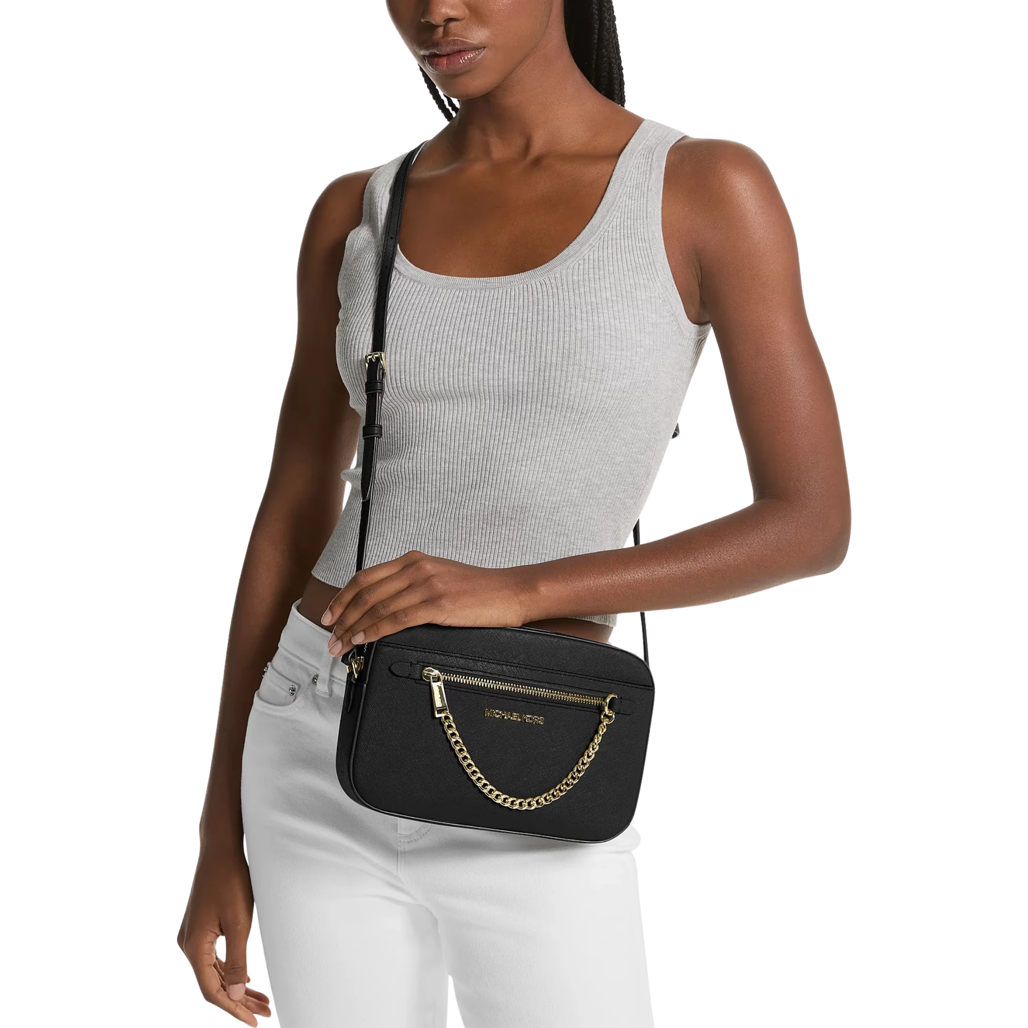Bolsa Michael Kors Jet Set Large Saffiano Leather Crossbody Bag