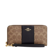 Cartera Coach Long Zip Around Wallet In Signature Canvas With Stripe