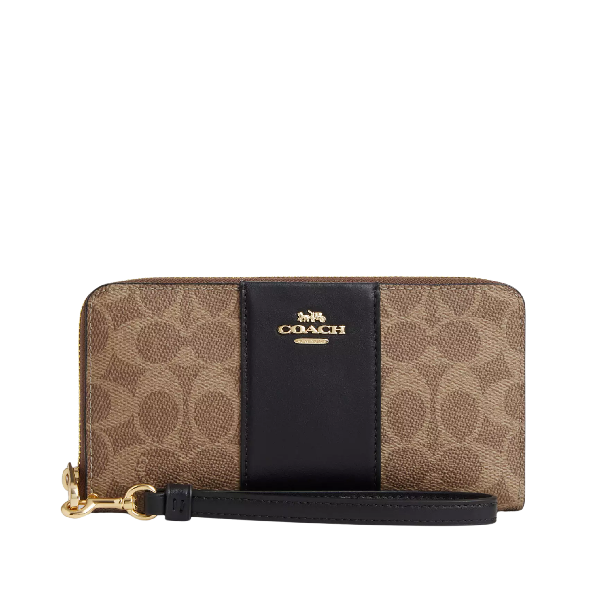 Cartera Coach Long Zip Around Wallet In Signature Canvas With Stripe