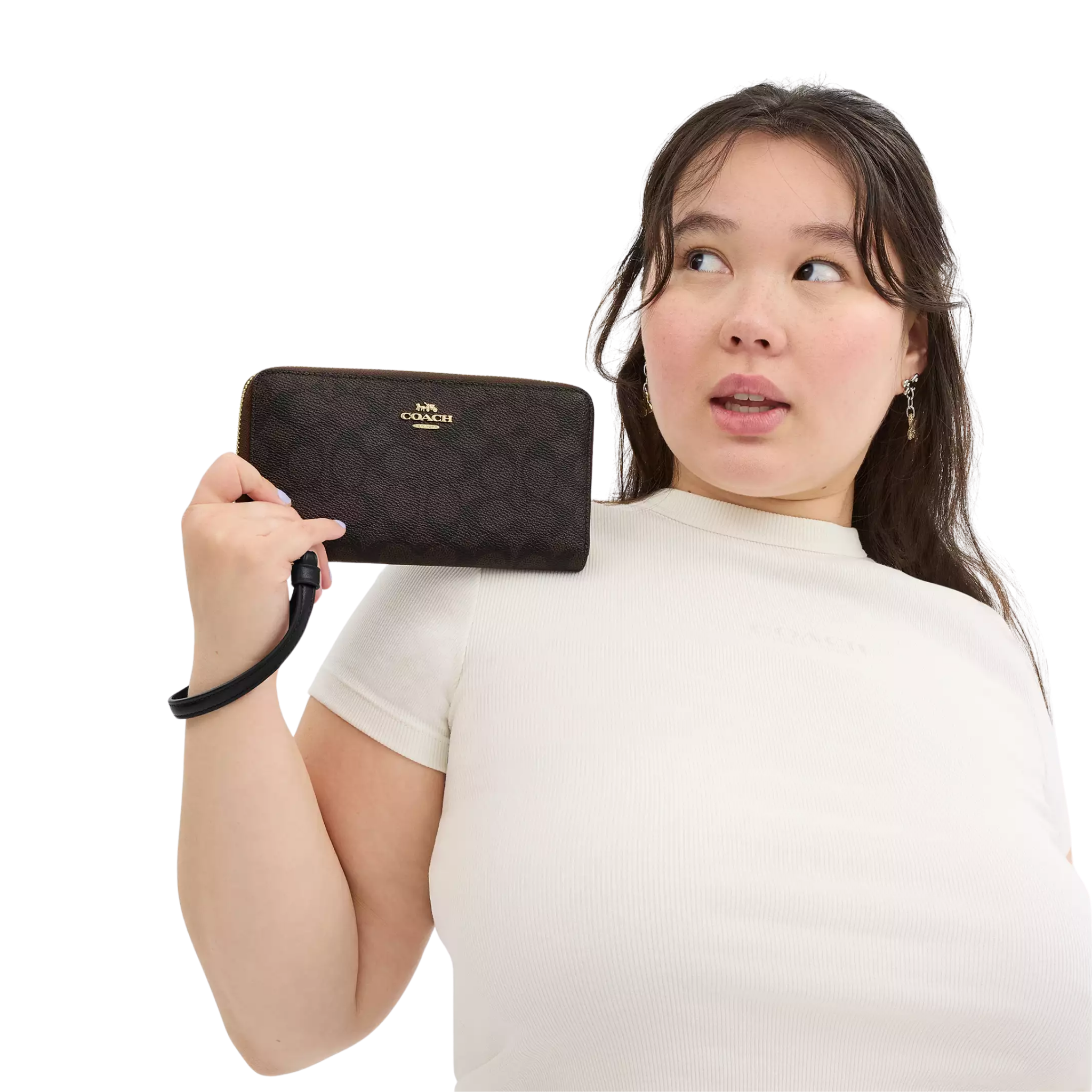 Cartera Coach Long Zip Around Wallet In Signature Canvas