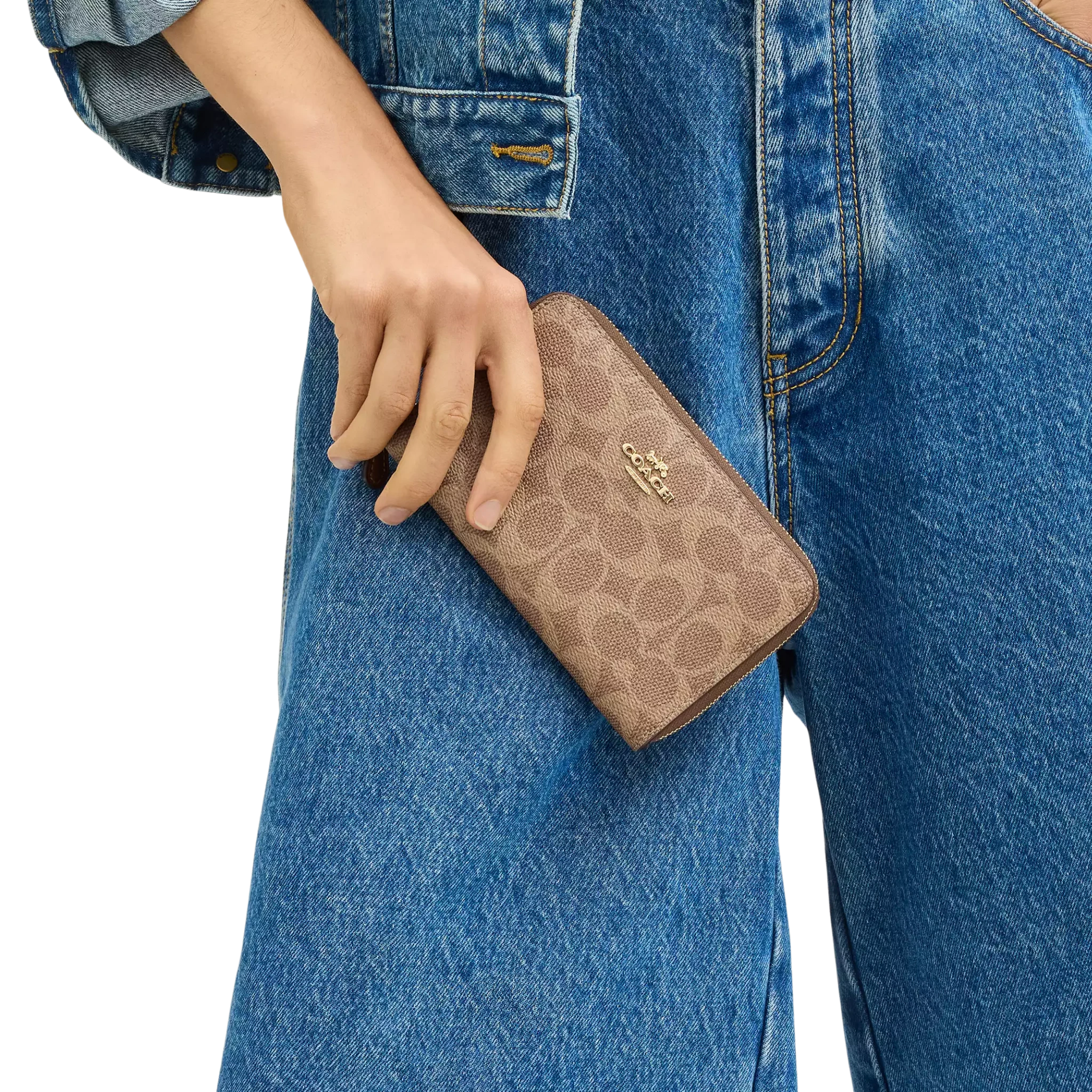 Cartera Coach Medium ID Zip Wallet In Signature Canvas