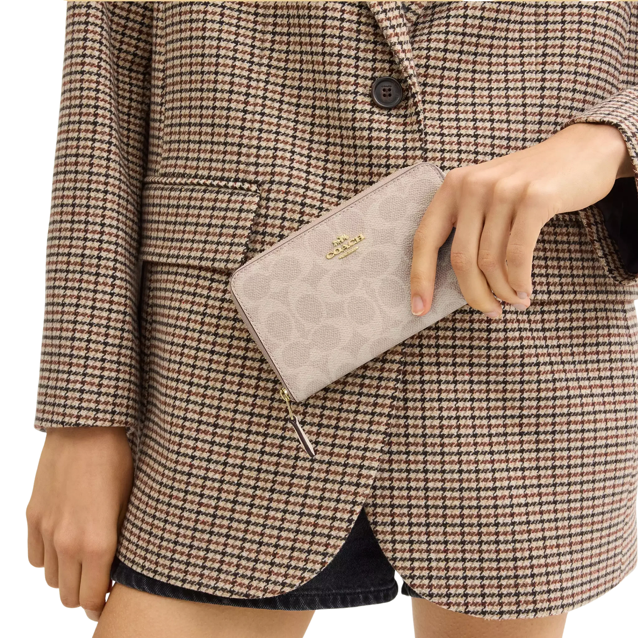 Cartera Coach Medium ID Zip Wallet In Signature Canvas