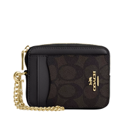 Cartera Monedero Coach Zip Card Case In Signature Canvas