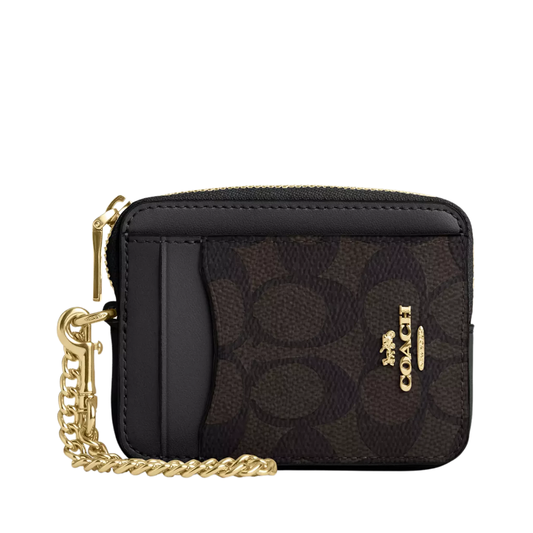 Cartera Monedero Coach Zip Card Case In Signature Canvas