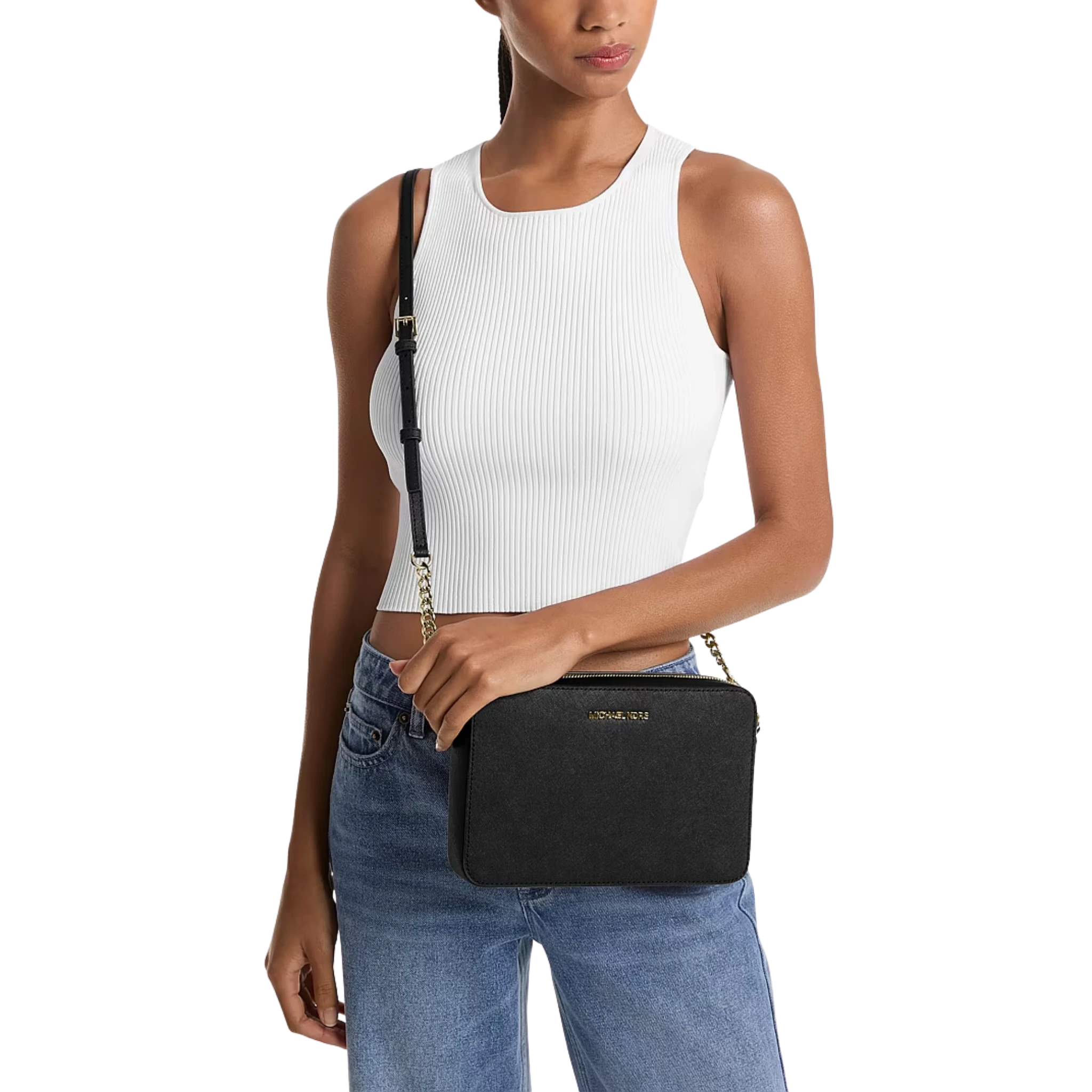 Bolsa Michael Kors Jet Set Large Saffiano Leather Crossbody Bag
