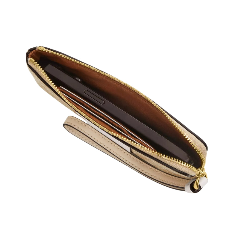 Monedero Coach Corner Zip Wristlet Pebbled Leather