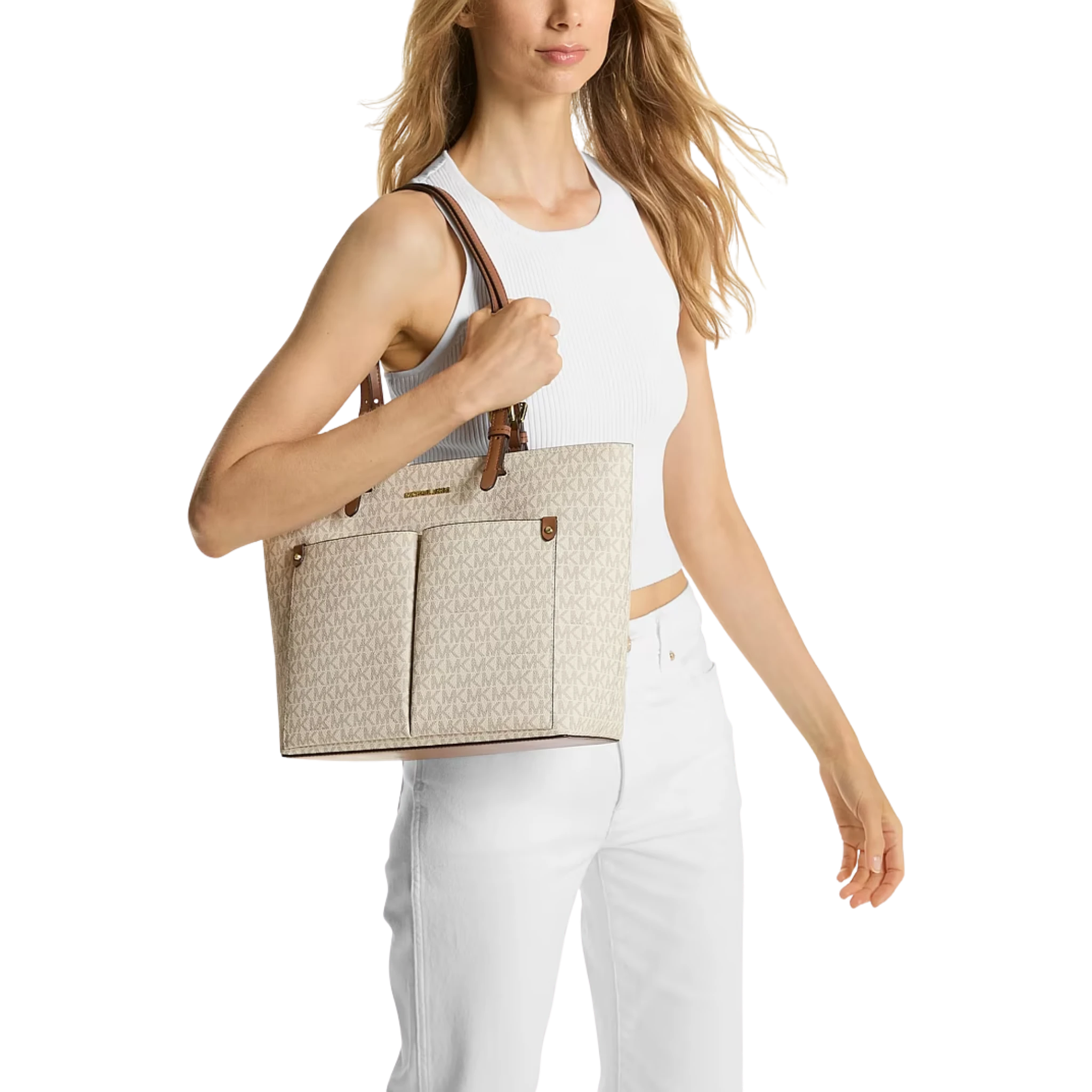 Bolsa Michael Kors Jet Set Medium Logo Pocket Tote Bag