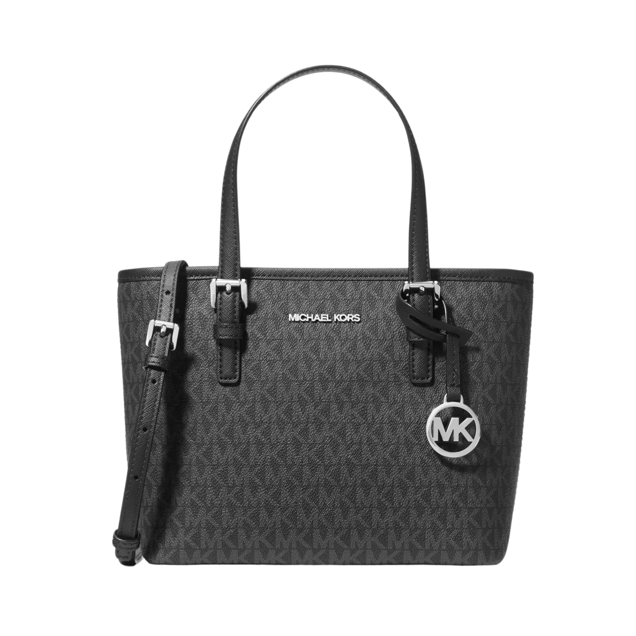 Bolsa Michael Kors Jet Set Travel Extra-Small Logo Top-Zip Tote Bag Silver