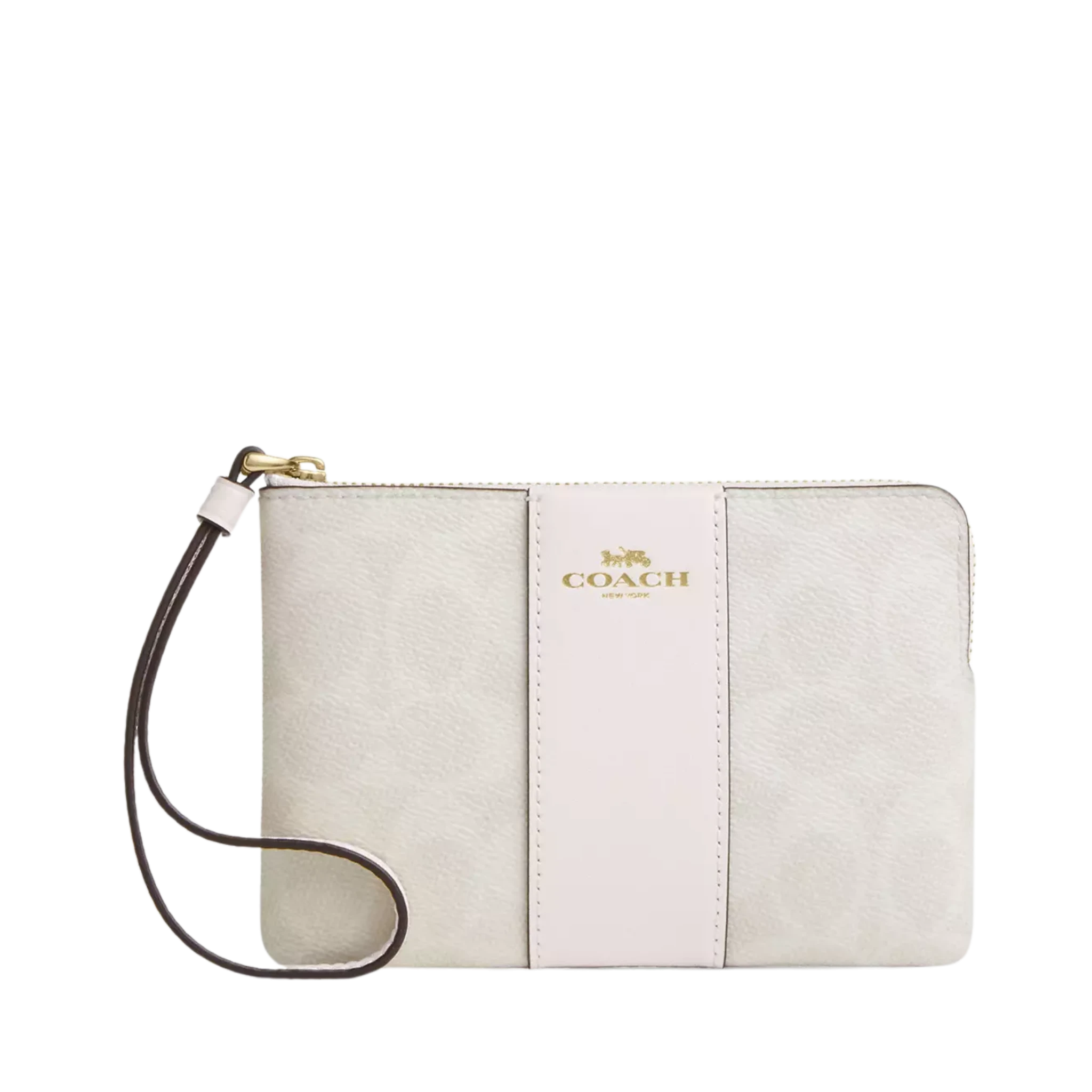 Monedero Coach Corner Zip Wristlet In Signature Canvas