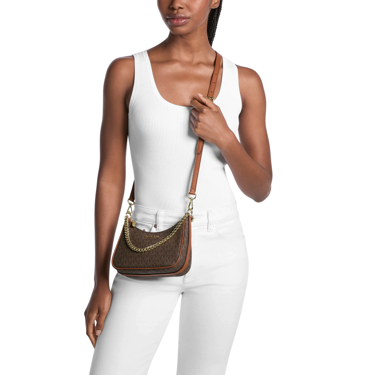 Bolsa Michael Kors Jet Set Signature Logo Convertible Crossbody Bag