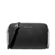 Bolsa Michael Kors Jet Set Large Saffiano Leather Crossbody Bag Silver