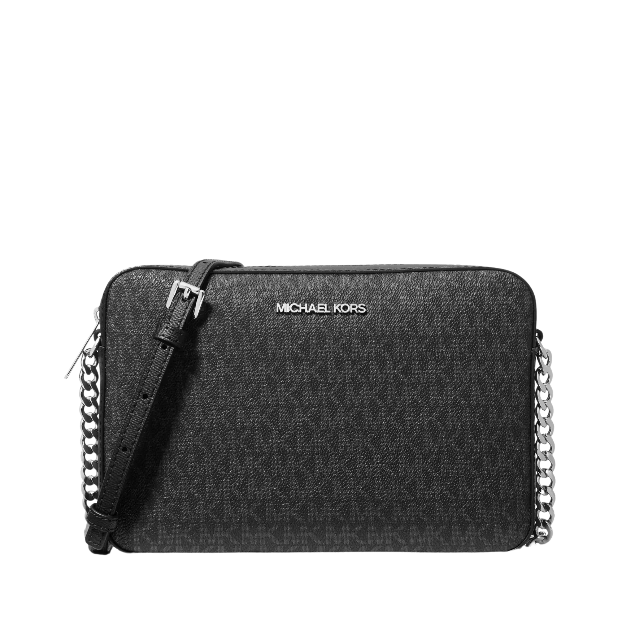 Bolsa Michael Kors Jet Set Large Logo Crossbody Bag Silver