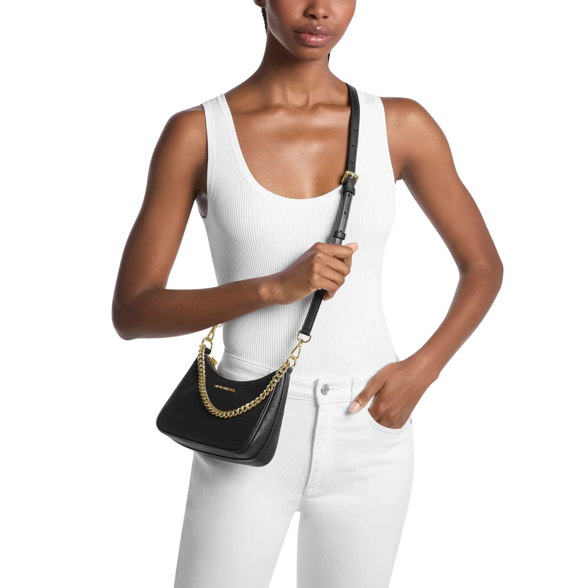 Bolsa Michael Kors Jet Set Travel Small Pebbled Leather Convertible Crossbody Bag