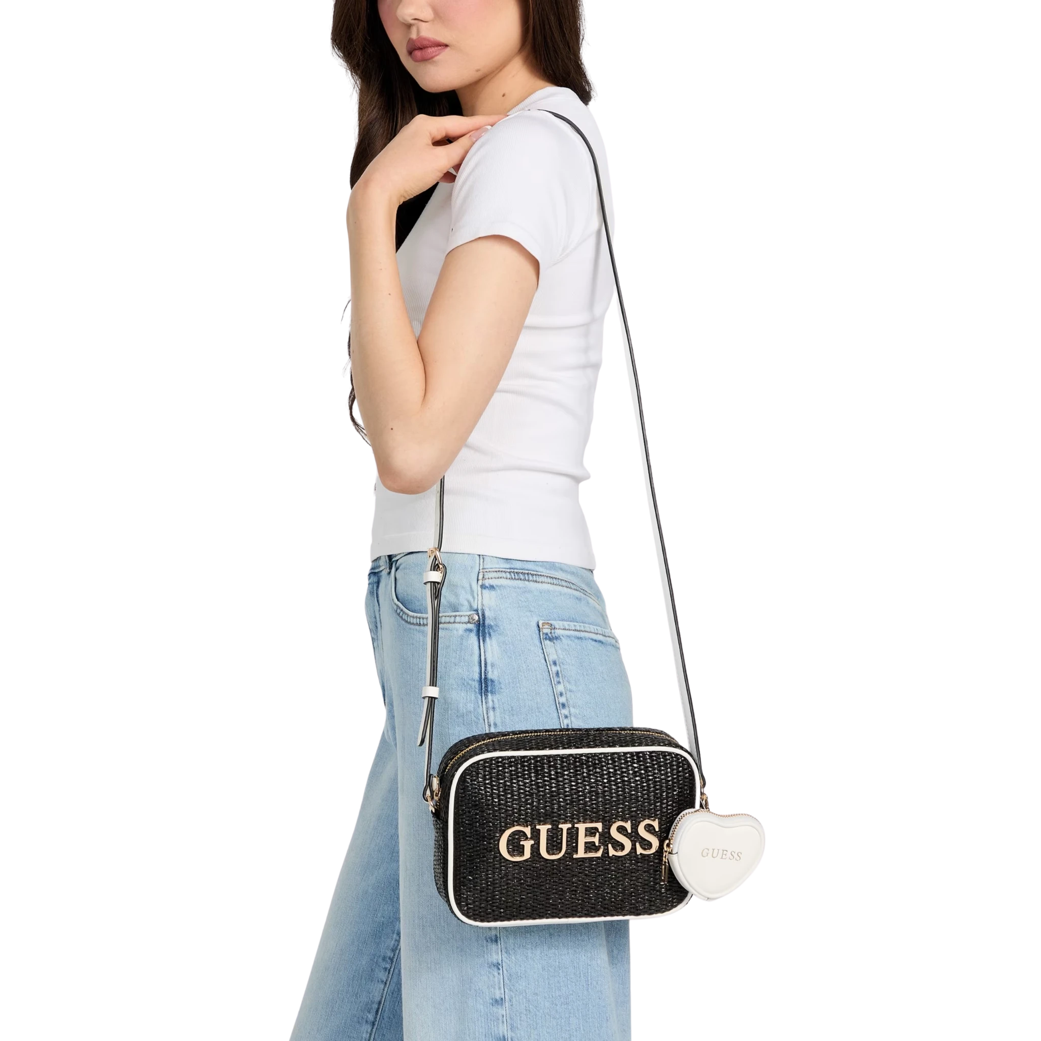 Bolsa Guess Pristina Straw Camera Crossbody