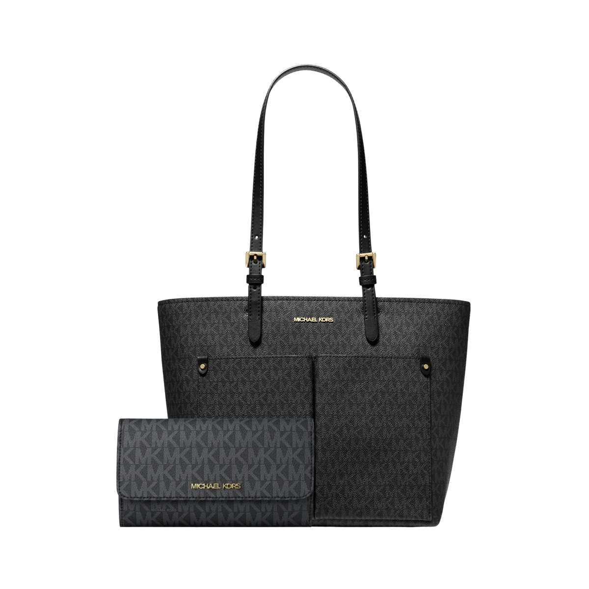 Set Michael Kors Jet Set Pocket and Signature Logo Trifold Wallet - Bolsa y Cartera