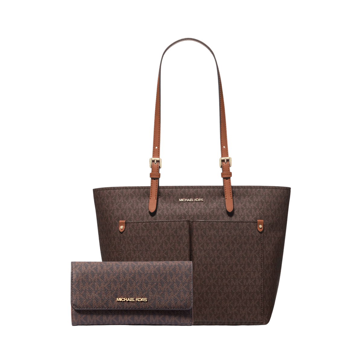 Set Michael Kors Jet Set Pocket and Signature Logo Trifold Wallet - Bolsa y Cartera