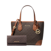 Set Michael Kors Eva and Signature Logo Trifold - Bolsa y Cartera