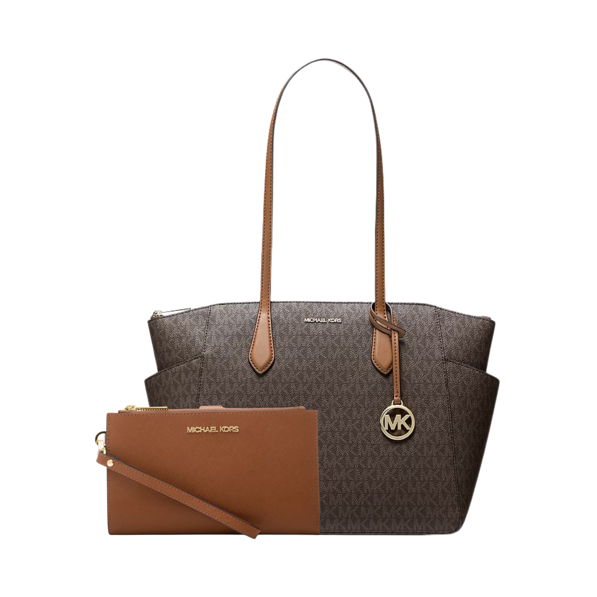 Set Michael Kors Marilyn and Jet Set Leather Smartphone Wristlet – Bolsa y Cartera