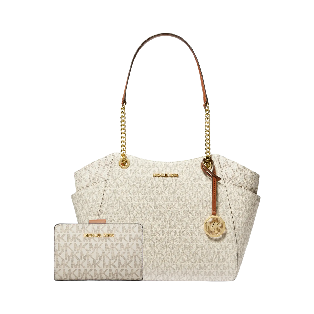 Set Michael Kors Jet Set Signature Canvas and Medium Logo Wallet – Bolsa y Cartera
