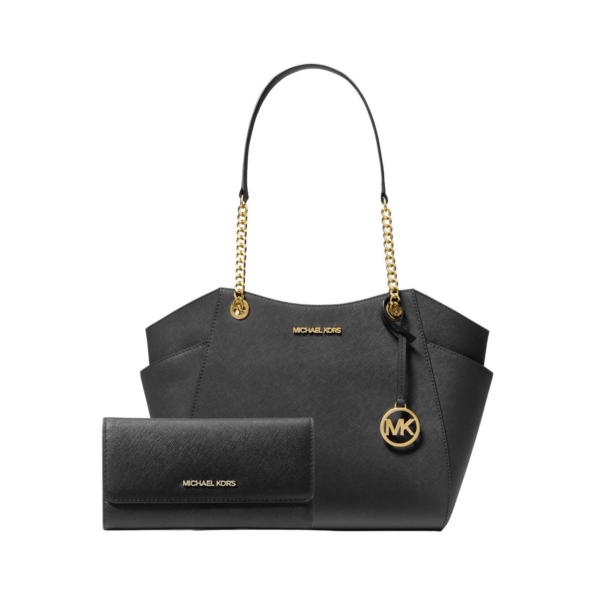 Set Michael Kors Jet Set and Travel Crossgrain Leather Trifold Wallet– Bolsa y Cartera