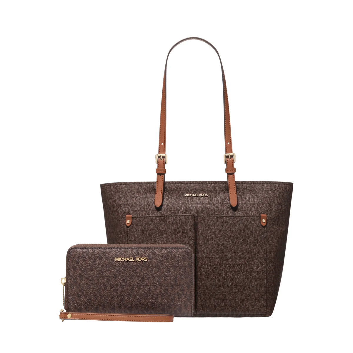 Set Michael Kors Jet Set Pocket and Signature Logo Smartphone Wallet - Bolsa y Cartera